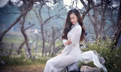 Áo dài trắng áo dài trắng thanh nhã [WWIKMQ]