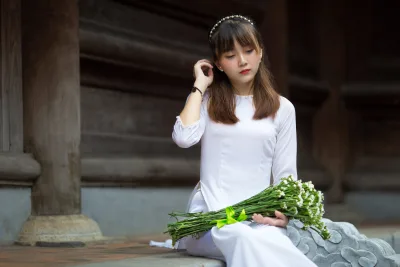 Áo dài trắng bộ sưu tập hoa thanh xuân [OBPPXG]