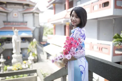 Tinh tế áo dài họa tiết hoa [4FOEJE]