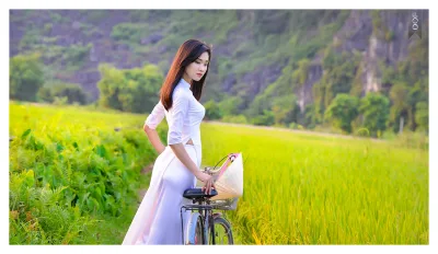 Áo dài trắng bộ ảnh xe đạp yêu kiều [HKI0BA]