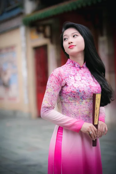 Áo dài hồng hình nền thướt tha nổi bật [BUKT72]