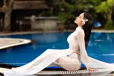 Áo dài trắng rửa mắt với ảnh ướt sang trọng [JYZTA3]