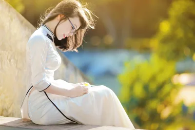 Ảnh áo dài trắng duyên thầm áo dài trắng [OSG79H]
