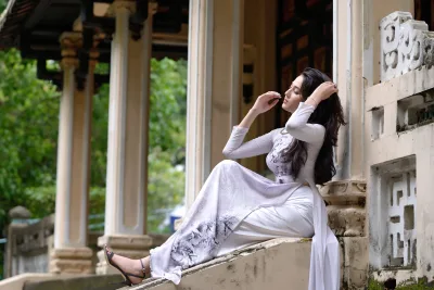 Thanh nhã áo dài họa tiết áo dài họa tiết [PEMLPZ]