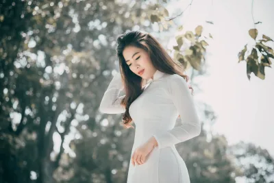 Áo dài trắng áo dài trắng thanh lịch [S85VKV]