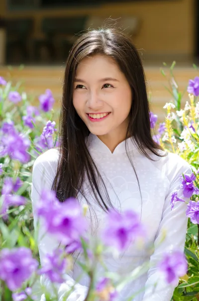 Áo dài trắng Bảo Như dịu dàng [HZJELZ]