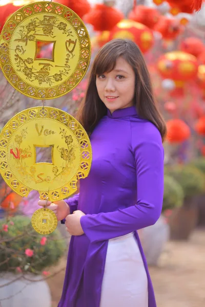 Thanh thoát áo dài tím áo dài tím [X0FDKG]