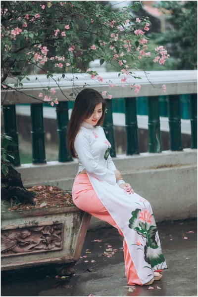 Áo dài trắng áo dài trắng nữ tính [G8VLNC]
