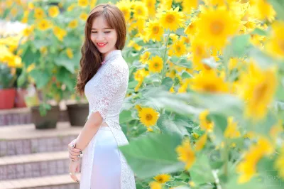 Áo dài trắng thuần Việt hoa [J8MUSK]
