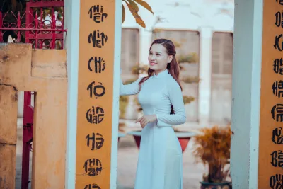 Áo dài trắng người đẹp lễ chùa kiêu sa [KXKGMS]