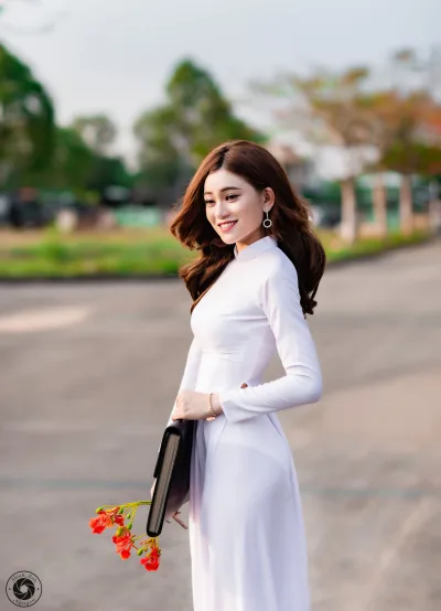 Hoài cổ áo dài trắng áo dài trắng [MS79UU]