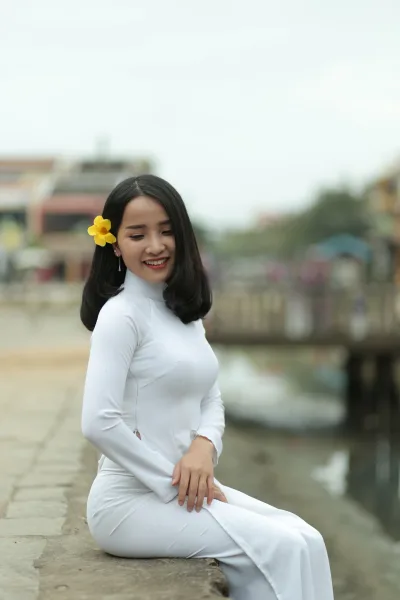 Áo dài trắng truyền thống nuột [F1CUVP]