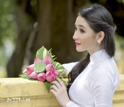 Nét Việt áo dài trắng hoa sen [DOS6SC]