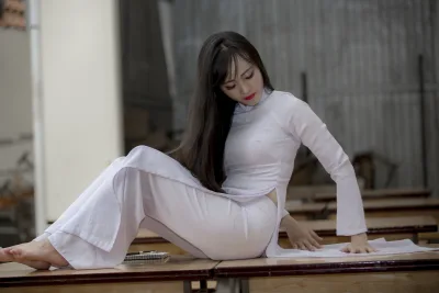 Áo dài trắng thanh xuân áo dài trắng [AMNZBZ]