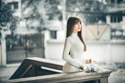 Áo dài trắng cách tân lễ chùa duyên thầm [HG4TA8]
