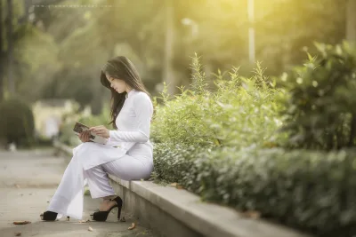 Vẻ đẹp áo dài áo dài trắng nữ tính áo dài trắng [JWUFI6]