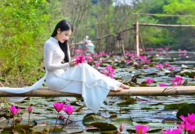 Áo dài trắng hoa sen tuyển chọn [JXOBED]