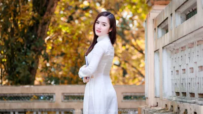Nhẹ nhàng áo dài trắng áo dài trắng [1INCHL]