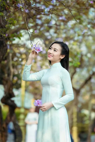 Tà áo dài áo dài xanh tuyển chọn sức hút [CBJAUT]
