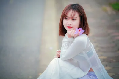 Ảnh nền áo dài trắng duyên dáng áo dài trắng [UYOARK]