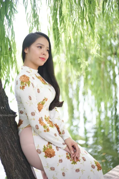 Thanh lịch áo dài trắng áo dài trắng [XDDQ2A]