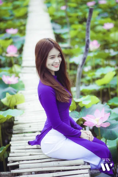 Album áo dài tím truyền thống hoa sen [SGAXZP]
