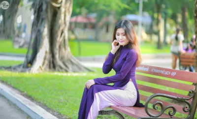 Áo dài tím cách tân áo dài tím thanh tao [DEEWWH]