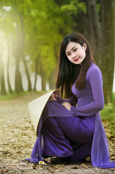 Áo dài tím cổ điển [HRIKS3]