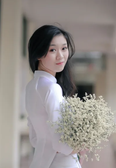 Cổ điển áo dài trắng hoa [NVKZOC]