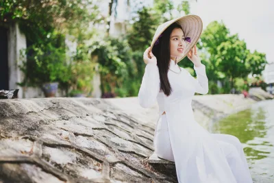 Hình ảnh áo dài trắng nữ tính áo dài trắng [SC47ED]