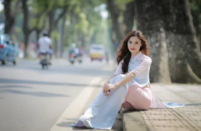 Tà áo dài áo dài trắng hiện đại nắng [H03CFK]